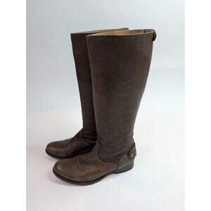 FRYE Women's Melissa Button Back Zip Size 7.5 B Knee High Brown Leather 76430